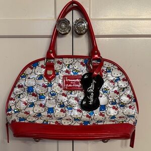 Loungefly Loves Hello Kitty Vibrant Red and White Bowler Bag